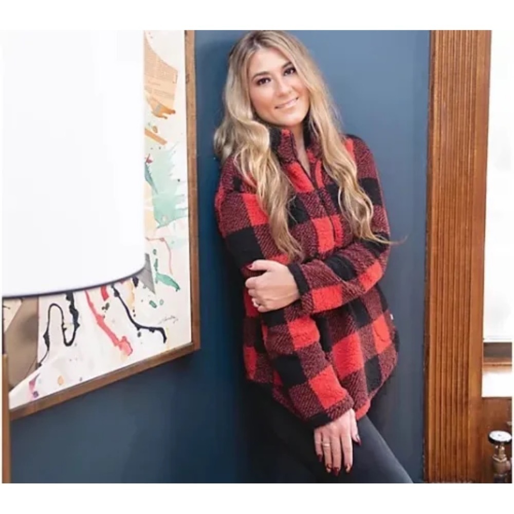 EUC - Koolaburra by UGG Brush Back Sherpa Pullover - size 1X - buffalo plaid